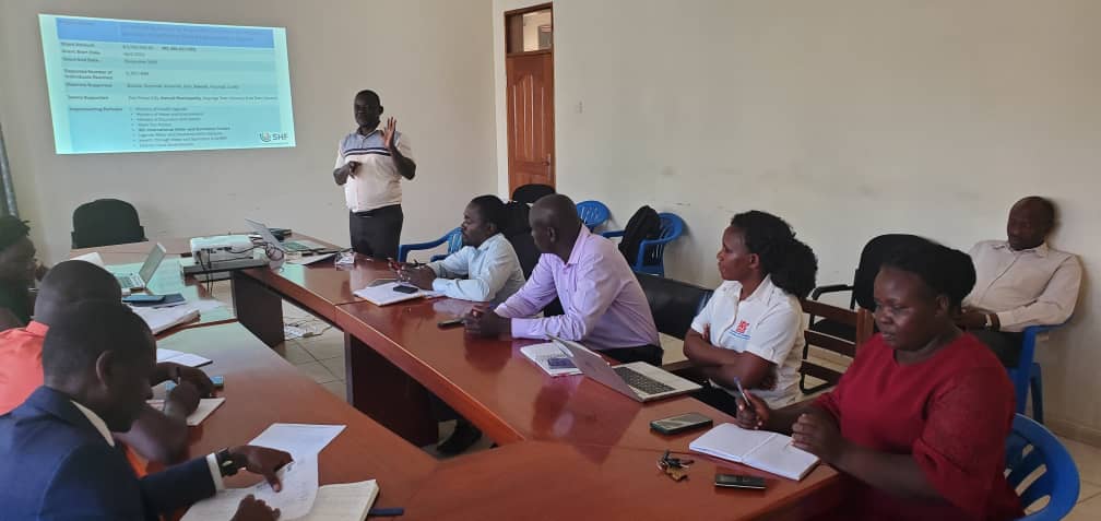 International Water and sanitation Center (IRC) in a District planning meeting for the Sanitation and Hygiene project. IRC is implementing WASH software activities in schools ie:- Matuumu Catholic P/s,Bulemezi,P/s,Kidiki p/s,Luzinga CoU p/s and Balawoli p/s. It's also in the health facilities of Kagumba H/C III,Namwendwa H/C IV and Balawoli H/C III.Project Goal is to improve universal Access to safe sanitation and hygiene in Uganda and specifically to improve approximately 18.1% safely managed sanitation in the district. International Water and sanitation Center (IRC)